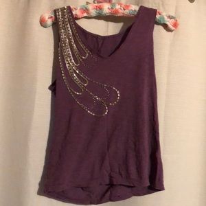 Victoria’s Secret purple tank top with glass bead embellishments